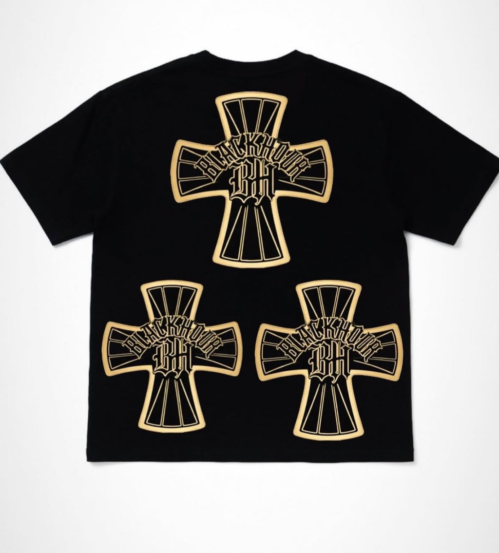 Blackkhoure Cross BH Logo Tee – Gold Edition