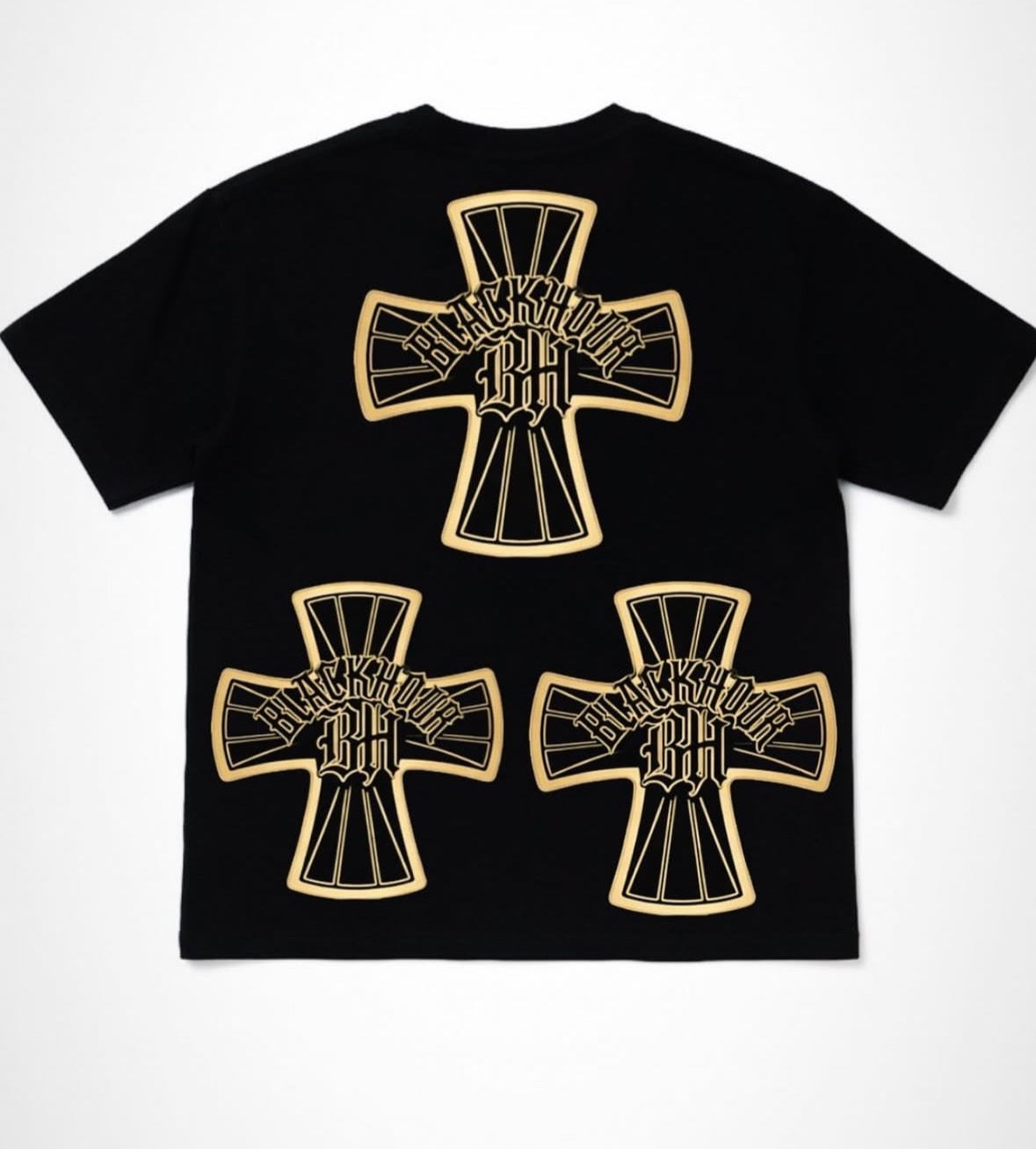 Blackkhoure Cross BH Logo Tee – Gold Edition