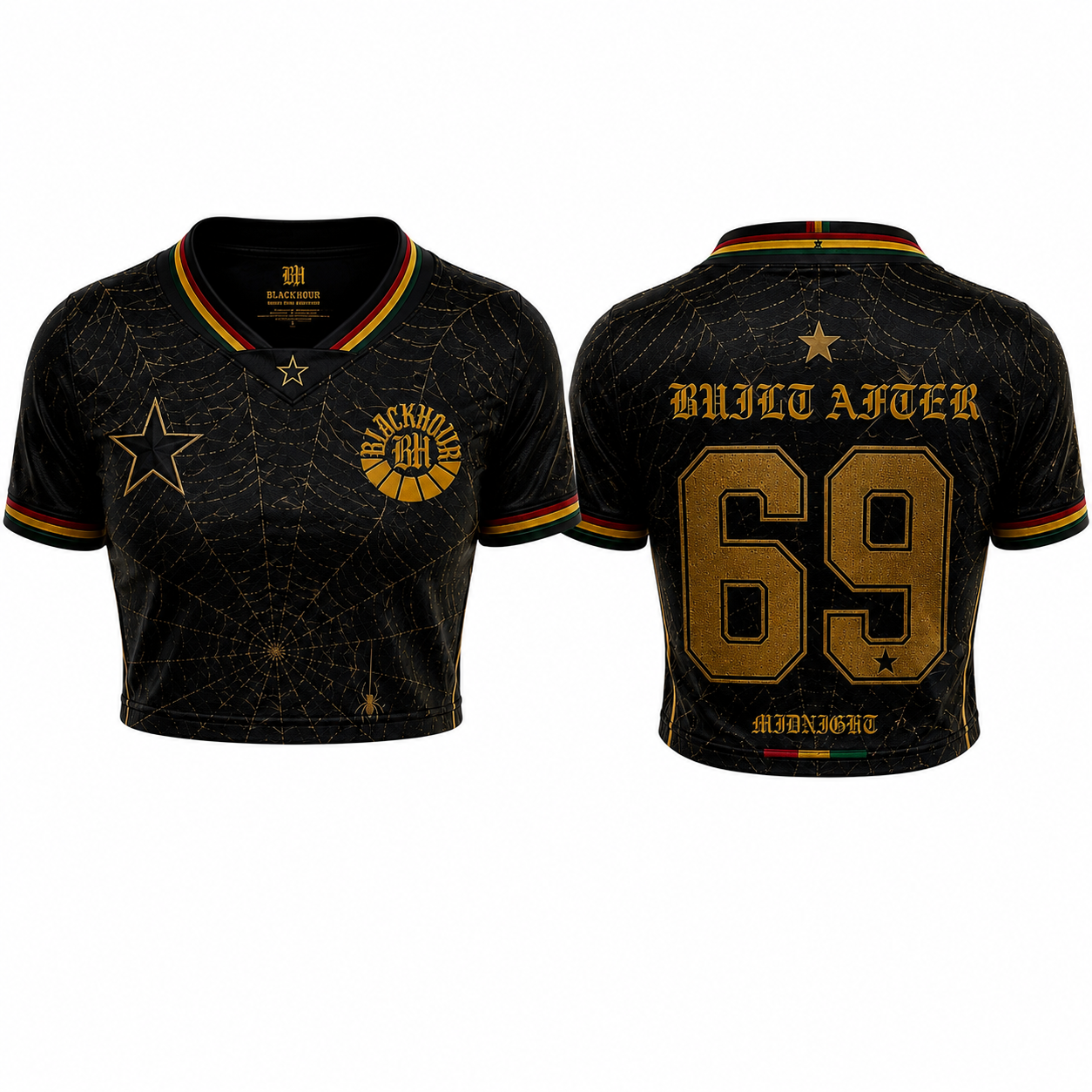 BLACKHOUR “Web of Queens” Crop Jersey – Midnight Gold Edition