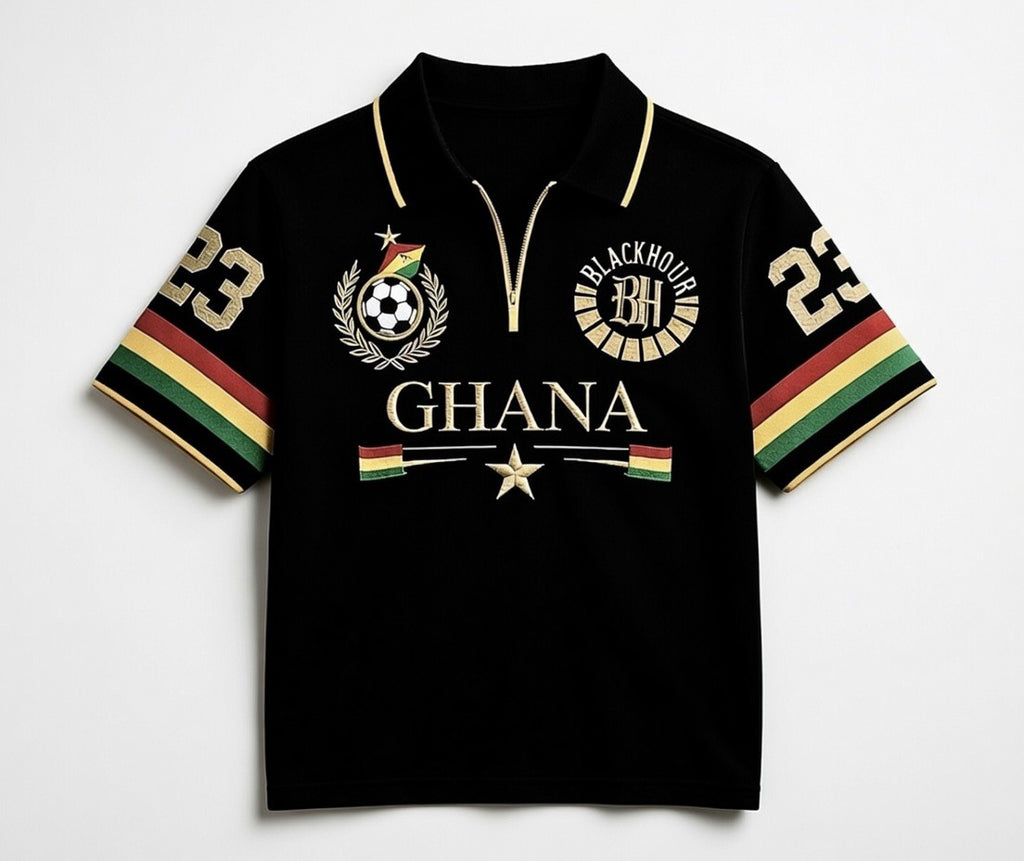 Ghana Black Star Brushstroke Polo Jersey – Limited Edition