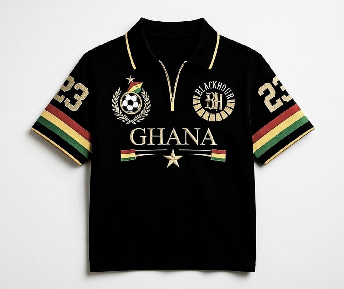 Ghana Black Star Brushstroke Polo Jersey – Limited Edition