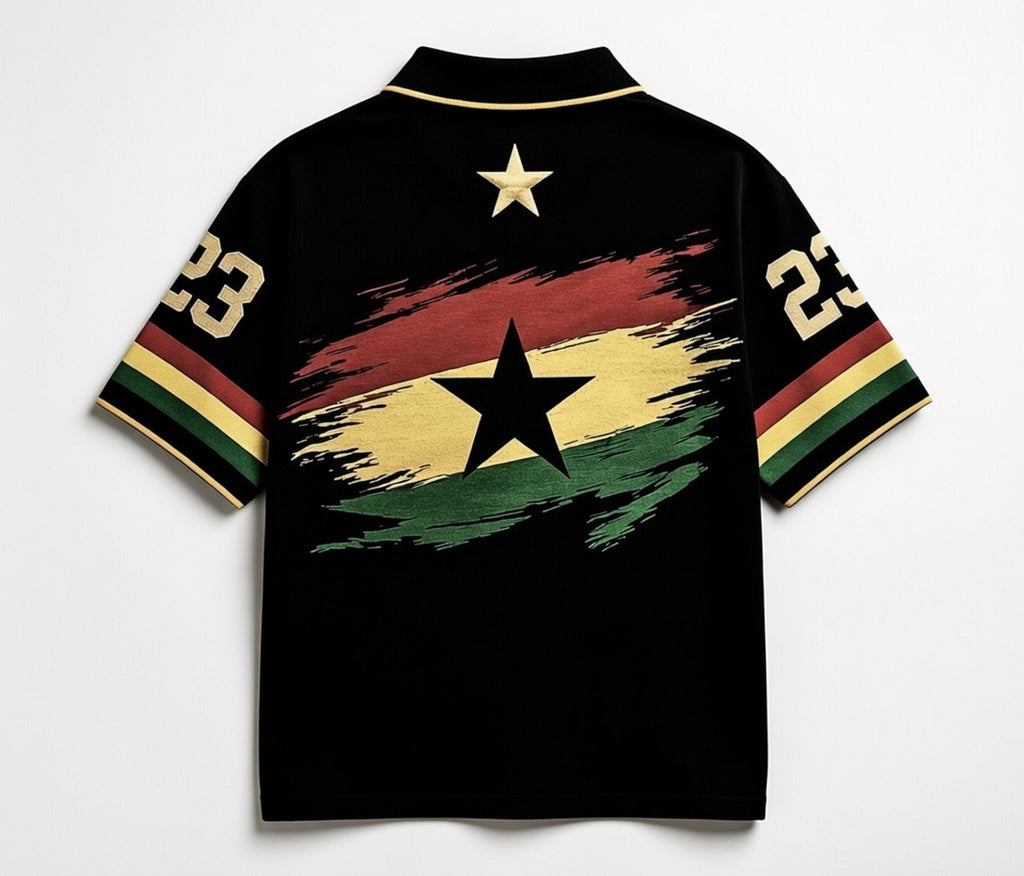 Ghana Black Star Brushstroke Polo Jersey – Limited Edition